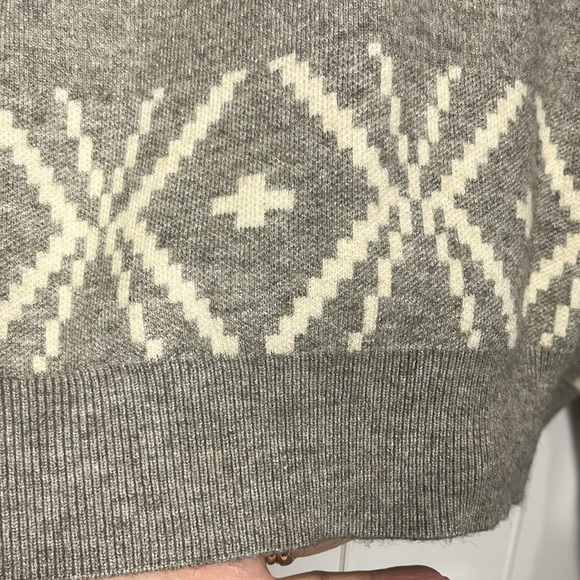 Cotton:On Womens Sweater Gray White M/M Crew Pullover Geo Hem Design Crop Trendy - Picture 5 of 10